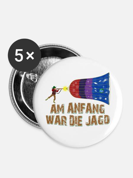 Jagd Big Bang - Buttons klein 25 mm (5er Pack) - Weiß