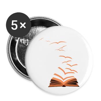 Chemise de livre - Lot de 5 petits badges (25 mm) - blanc - Devant