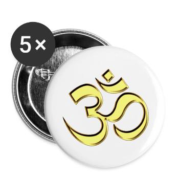 Sacred OM (AUM - I AM), gold, manifestation of - Lot de 5 petits badges (25 mm) - blanc - Devant