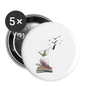 Geschenk für Buchliebhaber Literatur Roman Buch - Buttons klein 25 mm (5er Pack) - Weiß - Vorne