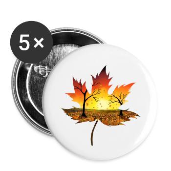 Autumn Shirt Leaf Tree Sunset - Buttons small 1''/25 mm (5-pack) - white - Front