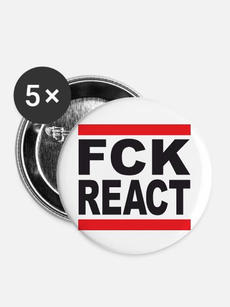 FCK REACT - Buttons klein 25 mm (5er Pack) - Weiß