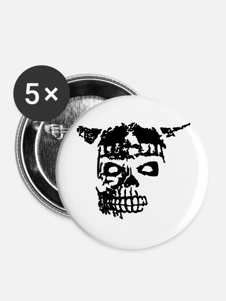 Viking Skull 1 - Buttons klein 25 mm (5er Pack) - Weiß