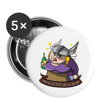 Wikinger Frau - Weekend Warrior - Buttons klein 25 mm (5er Pack) - Weiß - Vorne