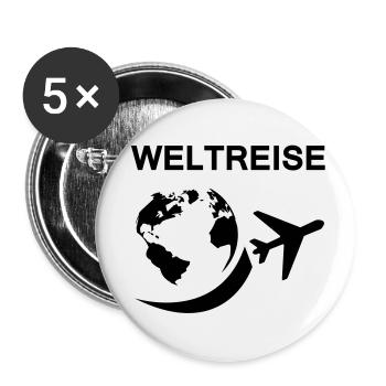 weltreise - Buttons klein 25 mm (5er Pack) - Weiß - Vorne