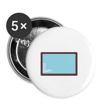 TV / miroir / fenêtre - Lot de 5 petits badges (25 mm) - blanc - Devant