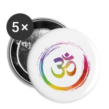 Yoga colorful Chakra OM - Buttons klein 25 mm (5er Pack) - Weiß - Vorne