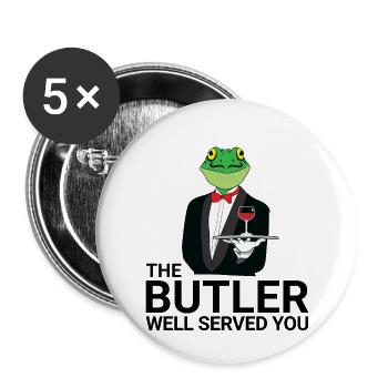 Frog - Butler - Servant - Gift - Buttons small 1''/25 mm (5-pack) - white - Front