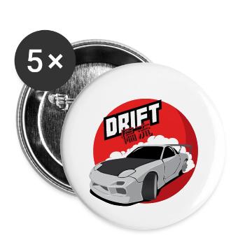 RX7 Drift - Lot de 5 petits badges (25 mm) - blanc - Devant