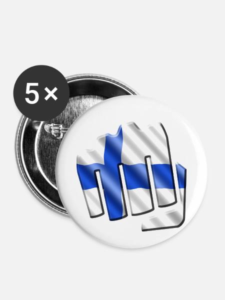 Finnland - Buttons klein 25 mm (5er Pack) - Weiß