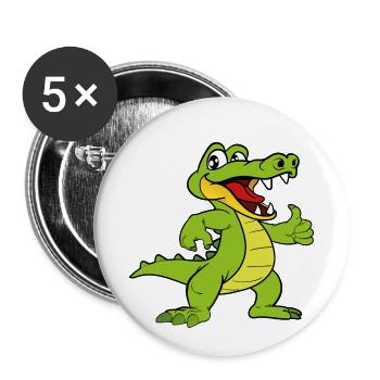 Crocodile caiman reptiles animals - Buttons small 1''/25 mm (5-pack) - white - Front