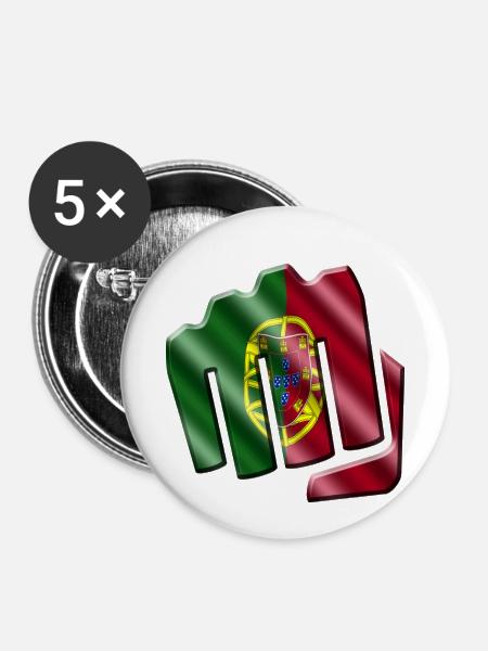 Portugal - Buttons klein 25 mm (5er Pack) - Weiß