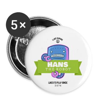 Hans the Robot - Lot de 5 petits badges (25 mm) - blanc - Devant