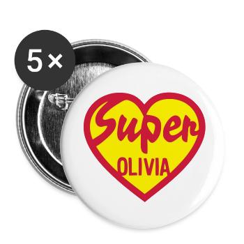 olivia super heart love heart logo1 - Buttons small 1''/25 mm (5-pack) - white - Front