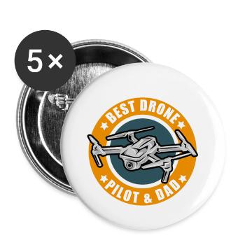 Bester Papa & Drohnen Quadrocopter Pilot Geschenk - Buttons klein 25 mm (5er Pack) - Weiß - Vorne