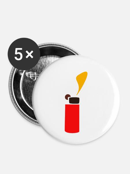 Feuerzeug Design als Geschenkidee - Buttons klein 25 mm (5er Pack) - Weiß