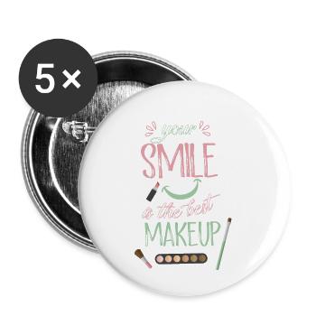 Le rire est la meilleure beauté de beauté de maquillage - Lot de 5 petits badges (25 mm) - blanc - Devant
