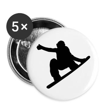 snowboard - Lot de 5 petits badges (25 mm) - blanc - Devant
