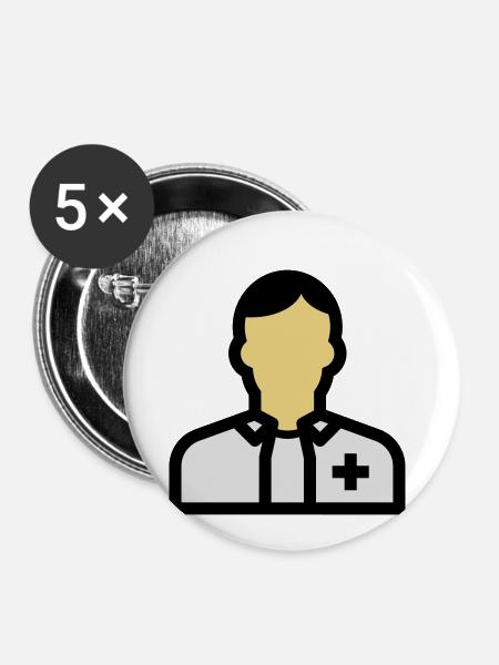 Pflegepersonal, Krankenpfleger, Pfleger, Arzt, - Buttons klein 25 mm (5er Pack) - Weiß