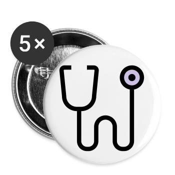 Stethoscop Untersuchung vom Doktor Arzt - Buttons klein 25 mm (5er Pack) - Weiß - Vorne