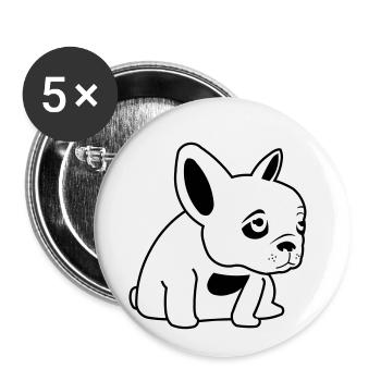 Trauriger Frenchie - Buttons klein 25 mm (5er Pack) - Weiß - Vorne