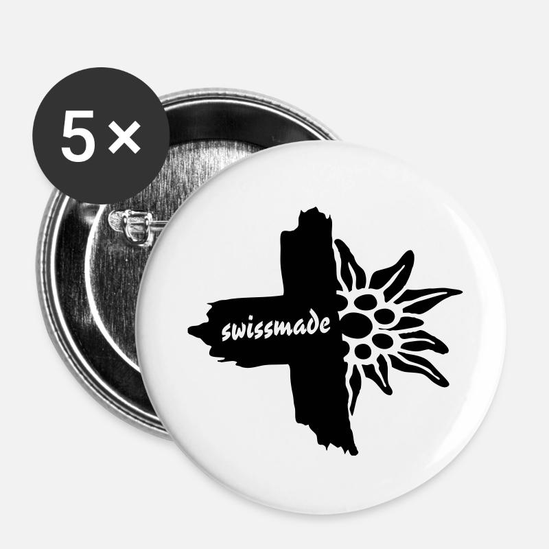 swissmade - Buttons klein 25 mm (5er Pack) - Weiß