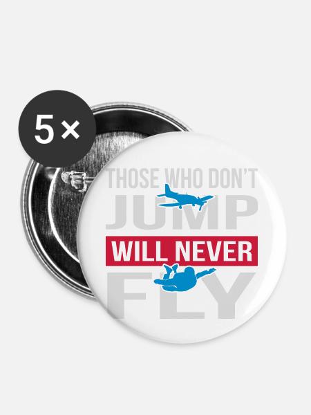Will Never Fly Skydive - Buttons klein 25 mm (5er Pack) - Weiß