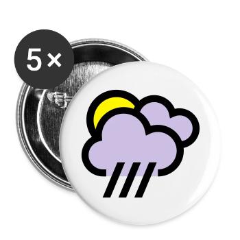 nuageux avec icône de chills icône météo - Lot de 5 petits badges (25 mm) - blanc - Devant
