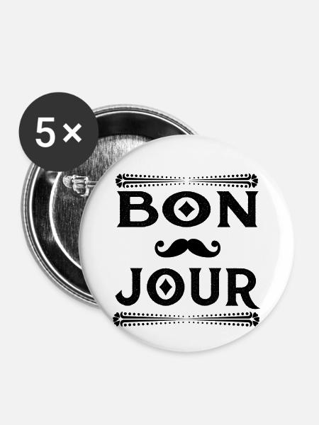 Bon Jour - Buttons klein 25 mm (5er Pack) - Weiß
