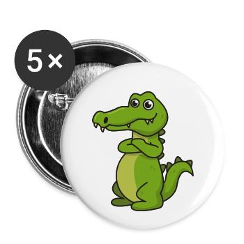 Crocodile cartoon gift crocodile kid lizard animal Nile - Buttons small 1''/25 mm (5-pack) - white - Front