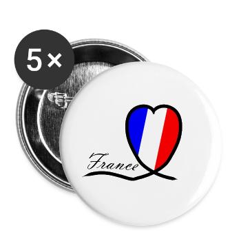 France Heart Souvenir - Buttons small 1''/25 mm (5-pack) - white - Front