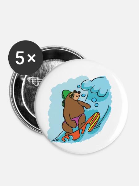 surfing - Buttons small 1''/25 mm (5-pack) - white