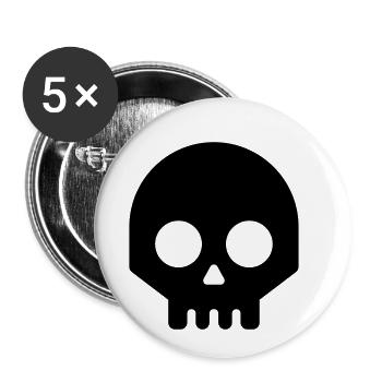 human skull - Lot de 5 petits badges (25 mm) - blanc - Devant