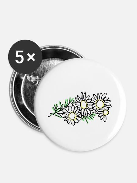 Kamille - Buttons klein 25 mm (5er Pack) - Weiß