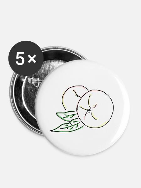 Pfirsich - Buttons klein 25 mm (5er Pack) - Weiß