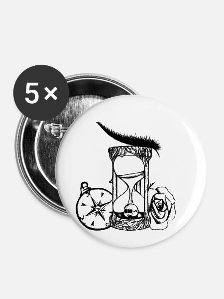 Sanduhr - Buttons klein 25 mm (5er Pack) - Weiß