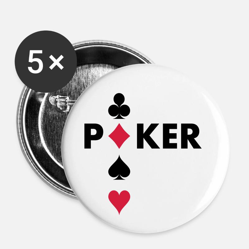 giocatore di poker - Confezione da 5 spille piccole (25 mm) - bianco