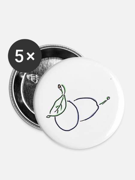 Pflaume - Buttons klein 25 mm (5er Pack) - Weiß