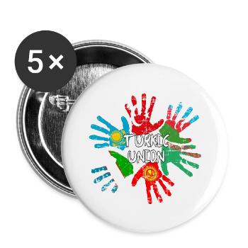 Turkic Union - Buttons klein 25 mm (5er Pack) - Weiß - Vorne