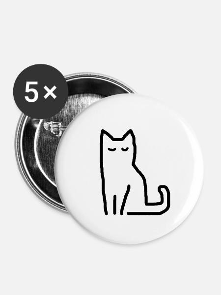 Cat Geschenkidee - Buttons klein 25 mm (5er Pack) - Weiß