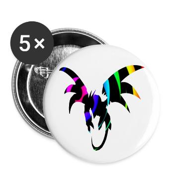 Dragon Bow Boucle de dragon - Lot de 5 petits badges (25 mm) - blanc - Devant