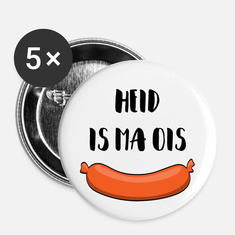 Heid is ma ois Wurscht Bavarian saying gift - Buttons small 1''/25 mm (5-pack) - white
