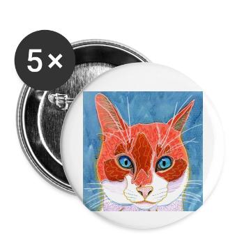 chat - Lot de 5 petits badges (25 mm) - blanc - Devant