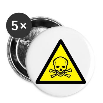 sign_2c_warning_skull - Buttons small 1''/25 mm (5-pack) - white - Front