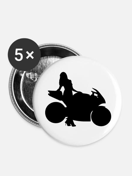 Bikergirl - Buttons klein 25 mm (5er Pack) - Weiß