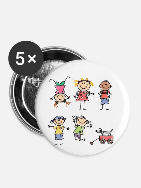 Kids - Buttons klein 25 mm (5er Pack) - Weiß