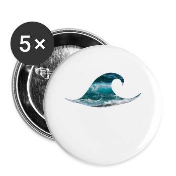 Wave ocean sea surfing - Buttons small 1''/25 mm (5-pack) - white - Front