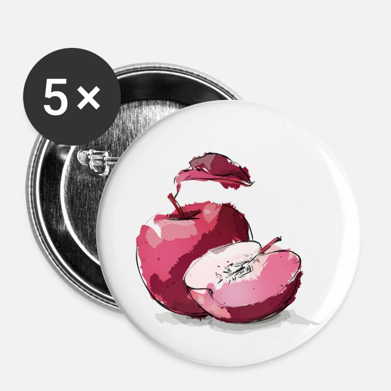Apple red beautiful apple red - Buttons small 1''/25 mm (5-pack) - white