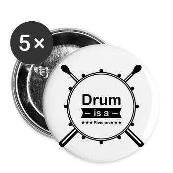 Drum is a passion - Buttons klein 25 mm (5er Pack) - Weiß - Vorne