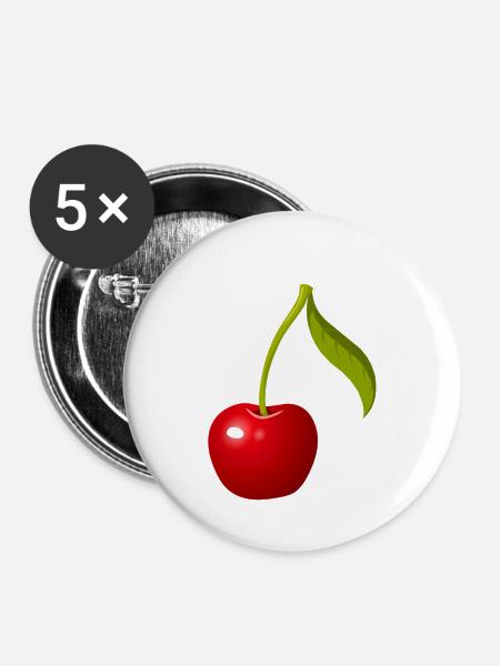 Cherry - Buttons klein 25 mm (5er Pack) - Weiß